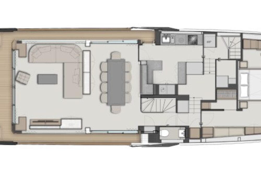 Ferretti Yachts 1000 „ISOTTA” - Układ  Ferretti Yachts 1000 „ISOTTA” - Układ