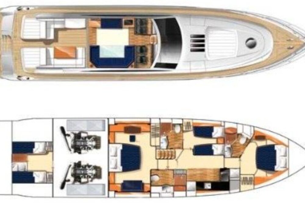 Princess Yachts V 70 „K 1” - Układ  Princess Yachts V 70 „K 1” - Układ