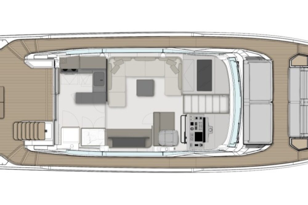 Ferretti Yachts 580 - Расположение - Main Deck Ferretti Yachts 580 - Расположение - Main Deck
