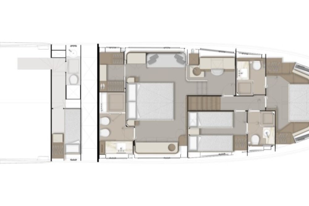 Ferretti Yachts 670 - Расположение - Lower Deck Ferretti Yachts 670 - Расположение - Lower Deck